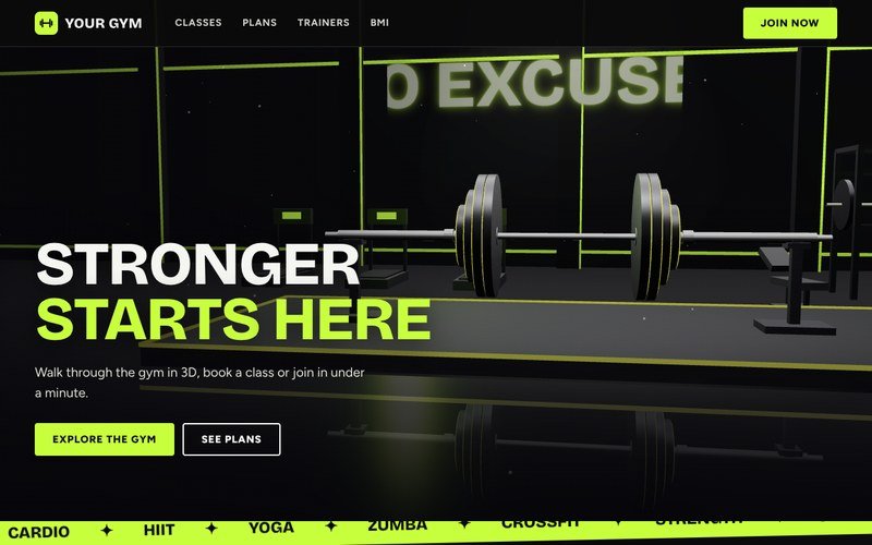 Your Gym demo website preview