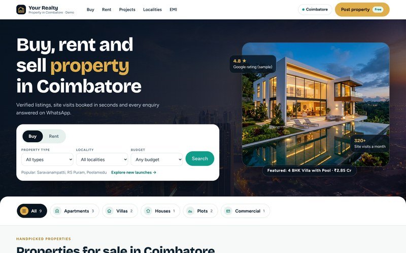 Your Realty demo website preview