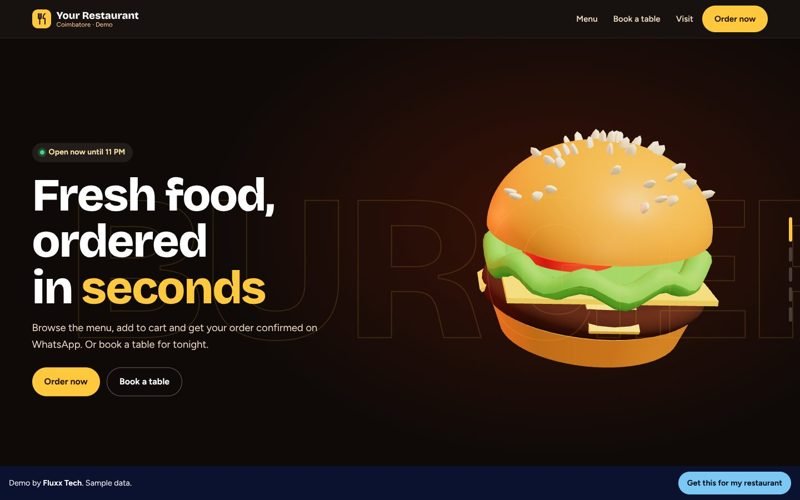 Your Restaurant demo website preview