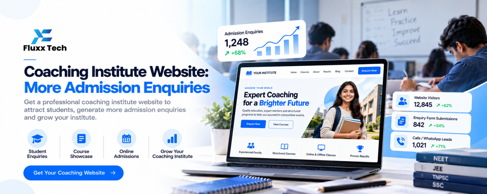 Coaching Institute Website: More Admission Enquiries