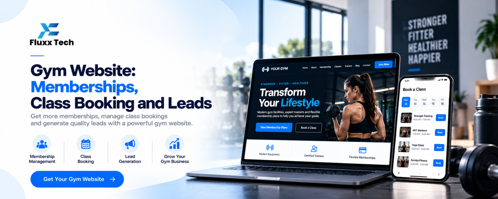 Gym Website: Memberships, Class Booking and Leads